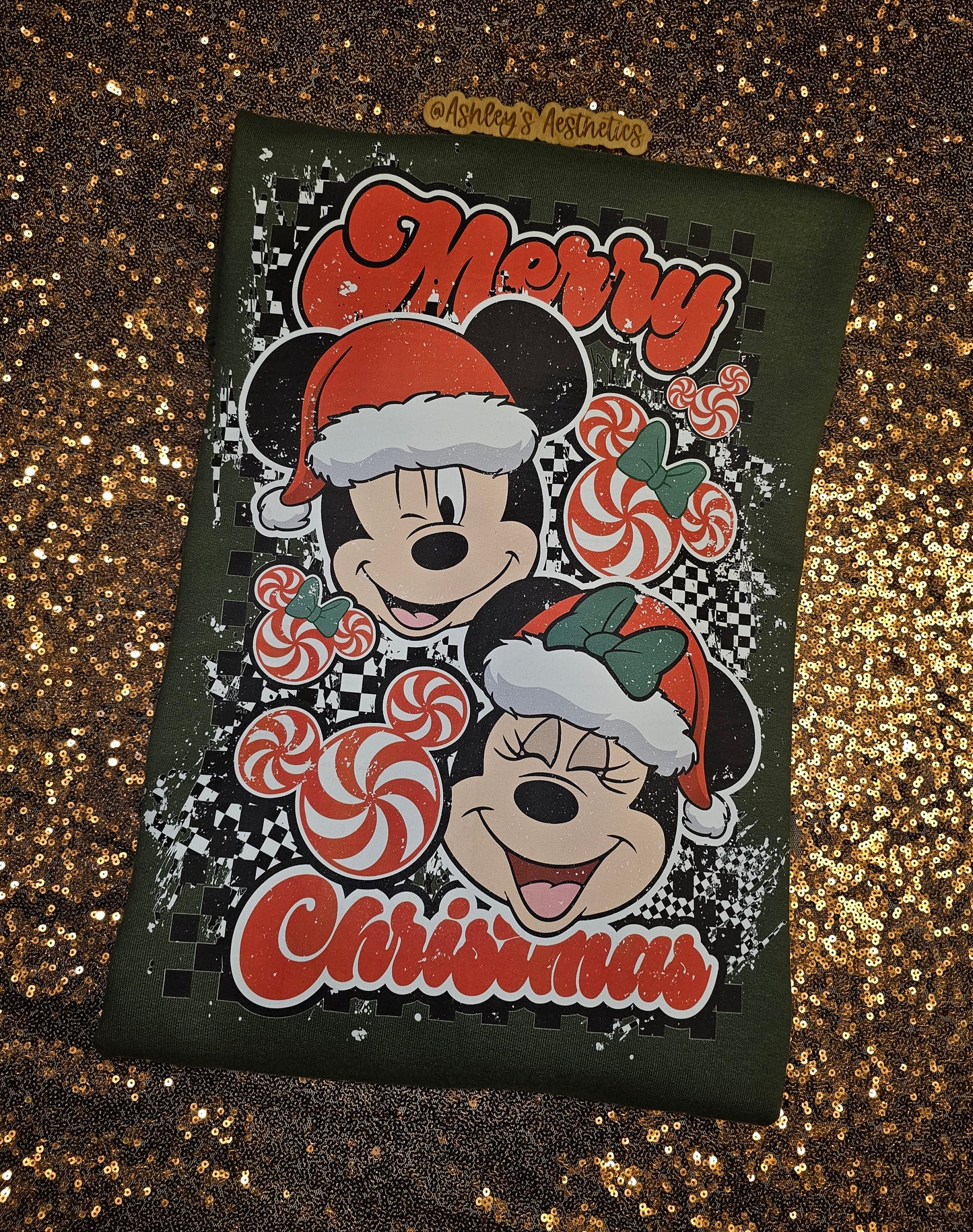 Peppermint Christmas Pocket and Back Crewneck Sweater